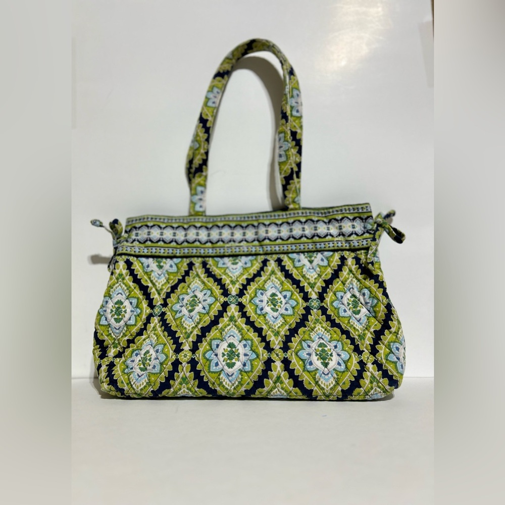 Vera Bradley Cambridge Retired Bag Purse Satchel Side Cinch Green Blue NWOT